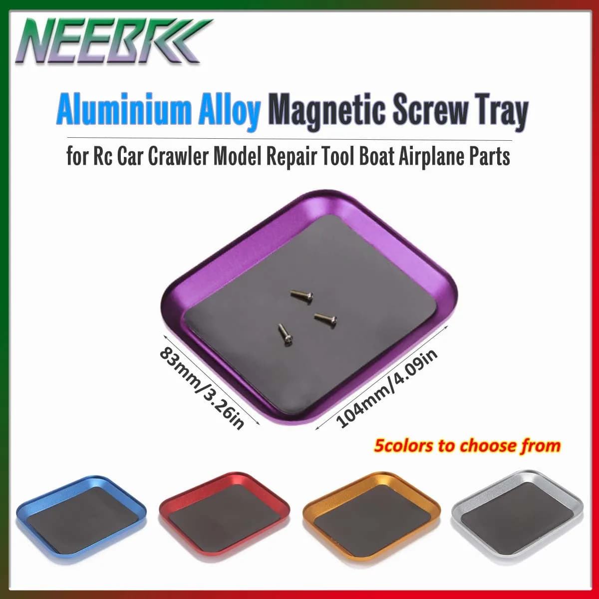 Vassoio Magnetico in Lega di Alluminio per Viti, Parti per Modelli RC, Strumento di Riparazione per Auto RC, Modelli Crawler, Barche, Aerei, Axial SCX10 D90 D110