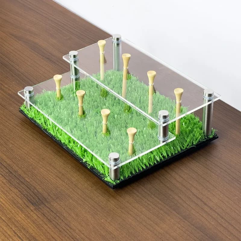 Acrylic Golf Ball Display Rack Holds 8 Balls Double Layer Golf Ball Storage Rack with Base and Turf For Home Office