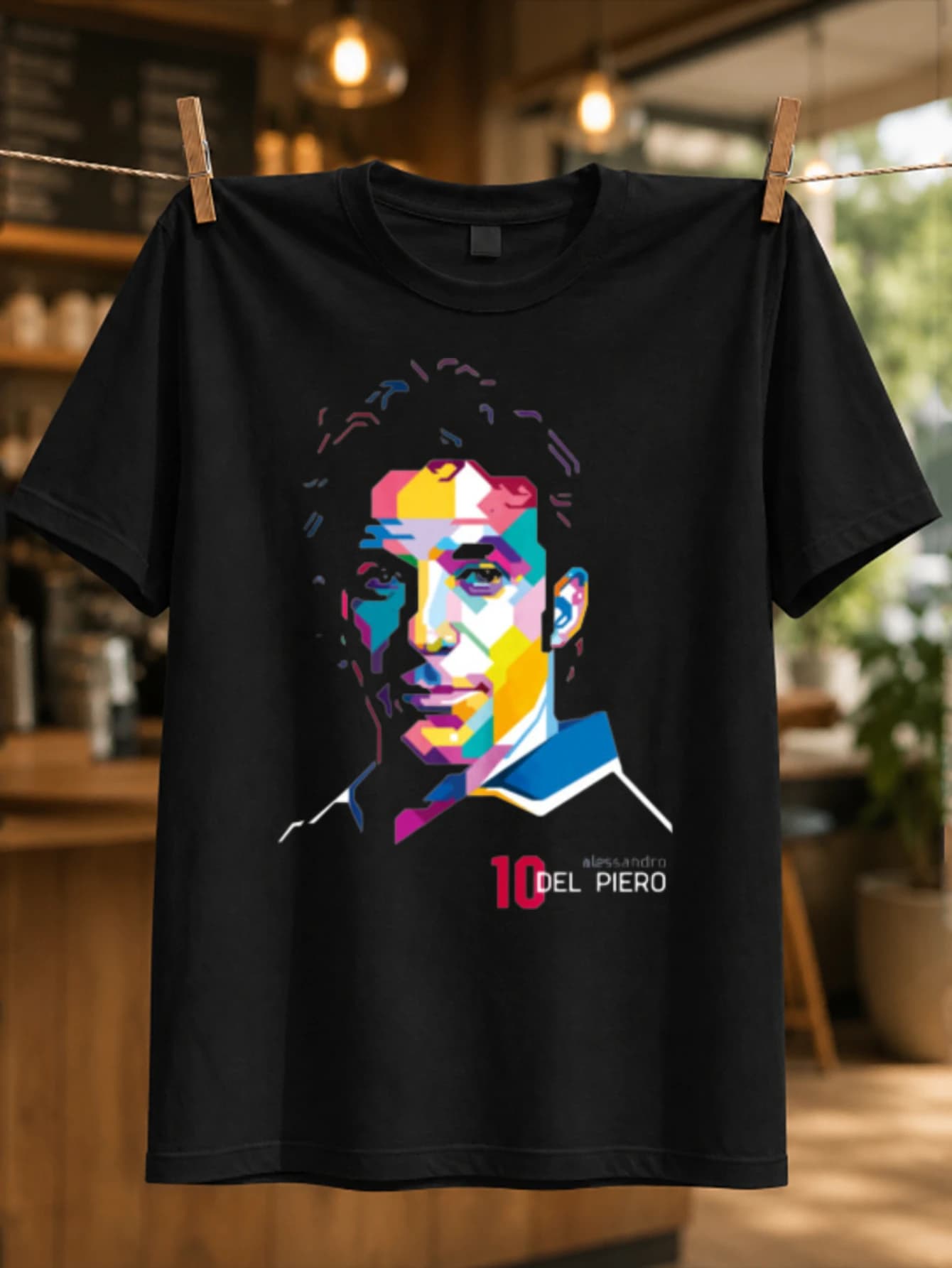 Alessandro Del Piero 10 colorful geometric portrait with bold number text modern football hero Unisex All T-Shirt