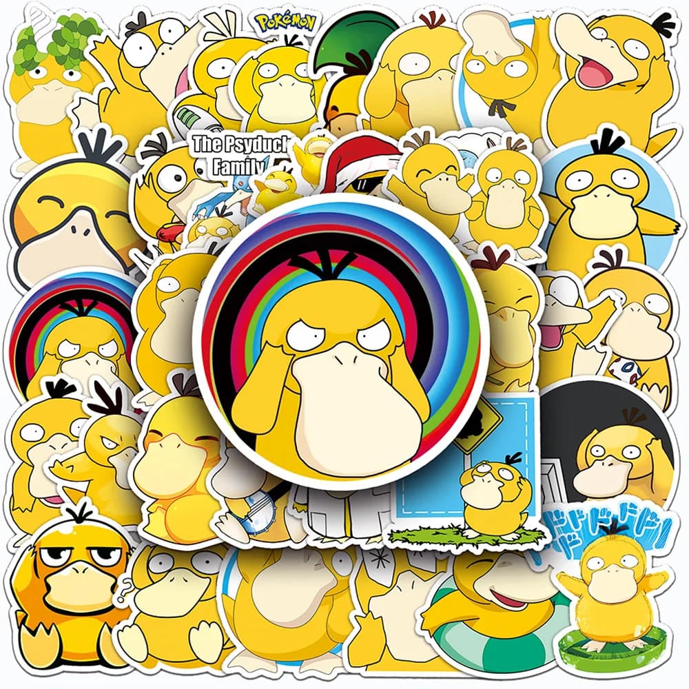 10/30/50PCS Kawaii Anime Pokemon Psyduck Stickers Cute Cartoon Graffiti decalcomanie per Kid Toy fai da te Notebook Phone Laptop Fun Sticker