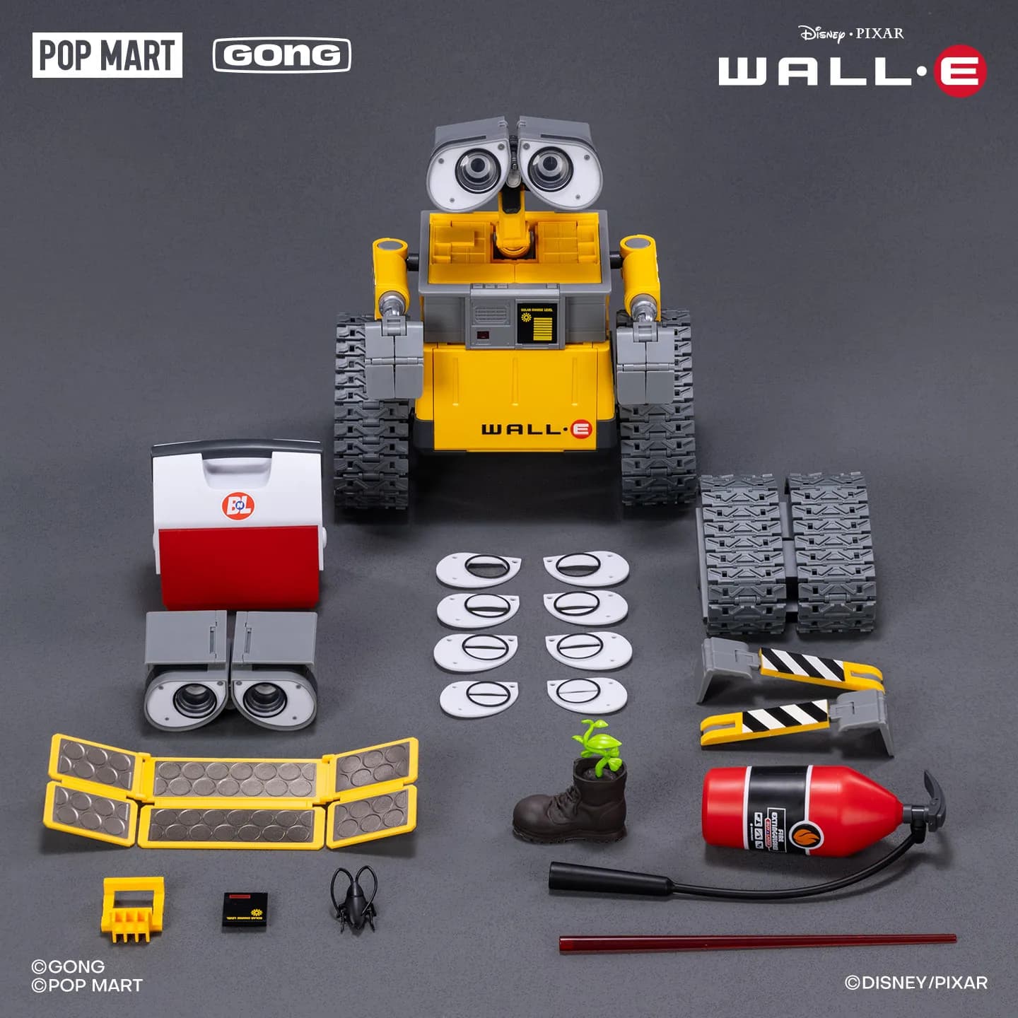 POP MART Disney Walle Kit modello WALL E Anime Robot Action Figure Modello Scatola di fazzoletti in metallo Piggy Toy Collezione regalo di compleanno Giocattolo