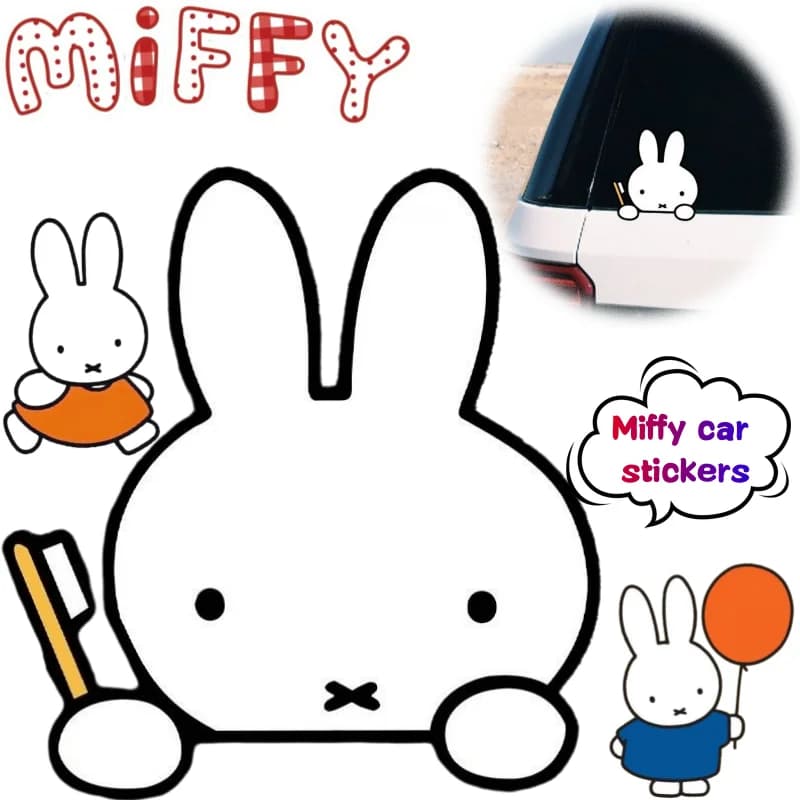 Adesivo per Auto con Coniglio Miffy, Decorazione Creativa e Carina con Stampa Cartoon, Personalizzabile, Impermeabile e Anti-Graffio