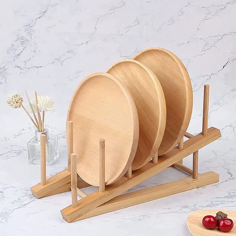 Supporto Multifunzione in Legno per Coperchi, Scolapiatti da Cucina, Organizzatore, Elegante Espositore Domestico per Tazze e Libri