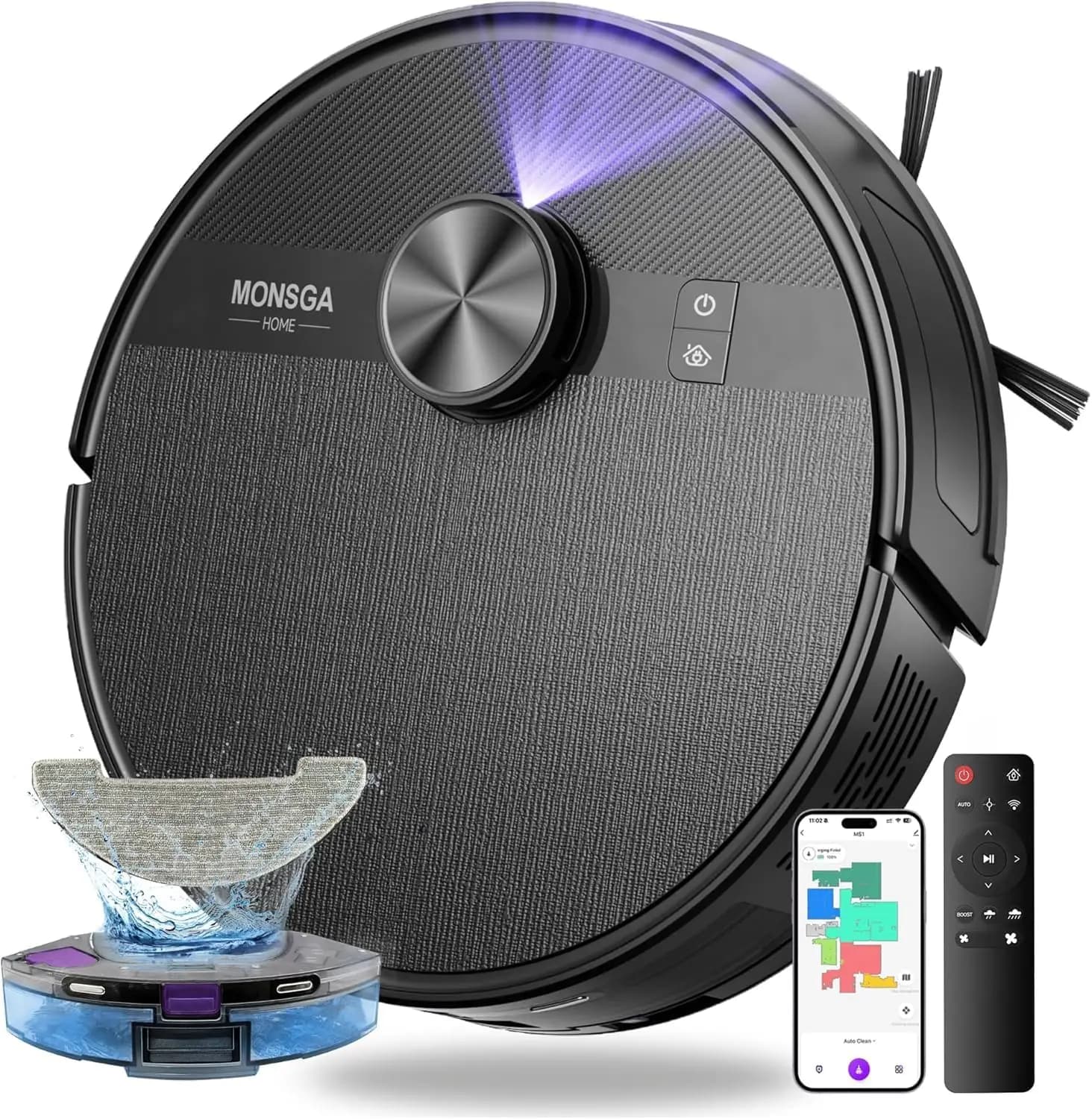 7000Pa Robot Vacuum and Mop Combo with LiDAR Navigation, 180min Runtime, 5 Maps, App/Remote/Voice Control