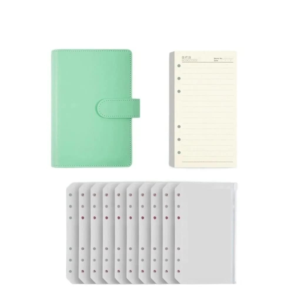 Pu Leather Loose-Leaf Notebook Macarone Color Portable Budget Binder 6 Holes Binder Refillable Planner Organizer