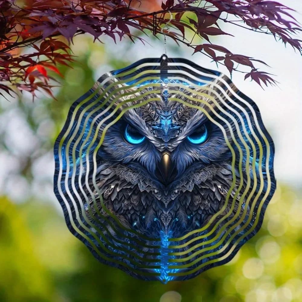 Hanging Wind Spinner Featuring Eagle Design, Dynamic Art Wind Chime Comes with A 360° Hook Hanging Art Wind Sculpture Decoration