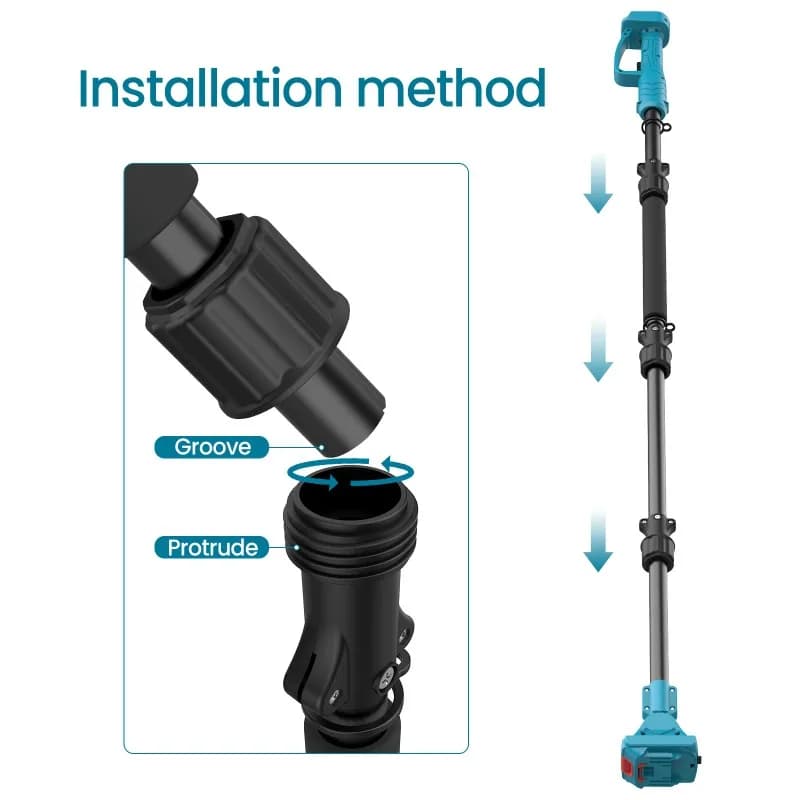 TXF【Best Choice】 Asta di prolunga da 2 m con attacco a innesto per cesoie elettriche e motoseghe 180 ° Asta Telescopica Regolabile per Lavori su Altezza
