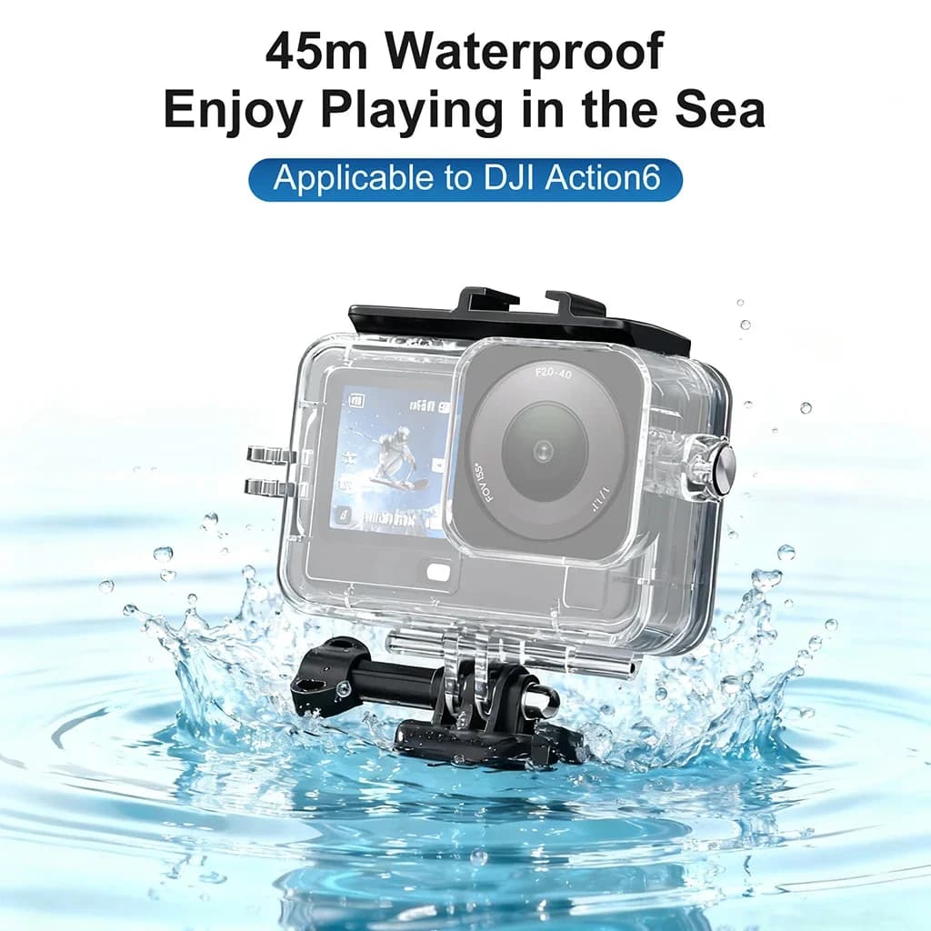 Guscio Protettivo Impermeabile 45M per Fotocamera Sportiva, Cover Trasparente in PC per DJI Osmo Action 6