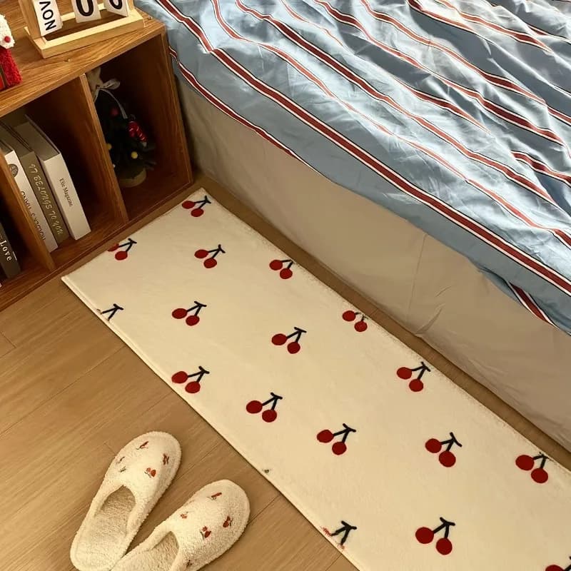 Bellissimo tappeto in peluche con motivo a ciliegia, decorazione per la casa, camera dei bambini, anti caduta, strisciante, soggiorno, camera da letto, tappetino per cartoni animati