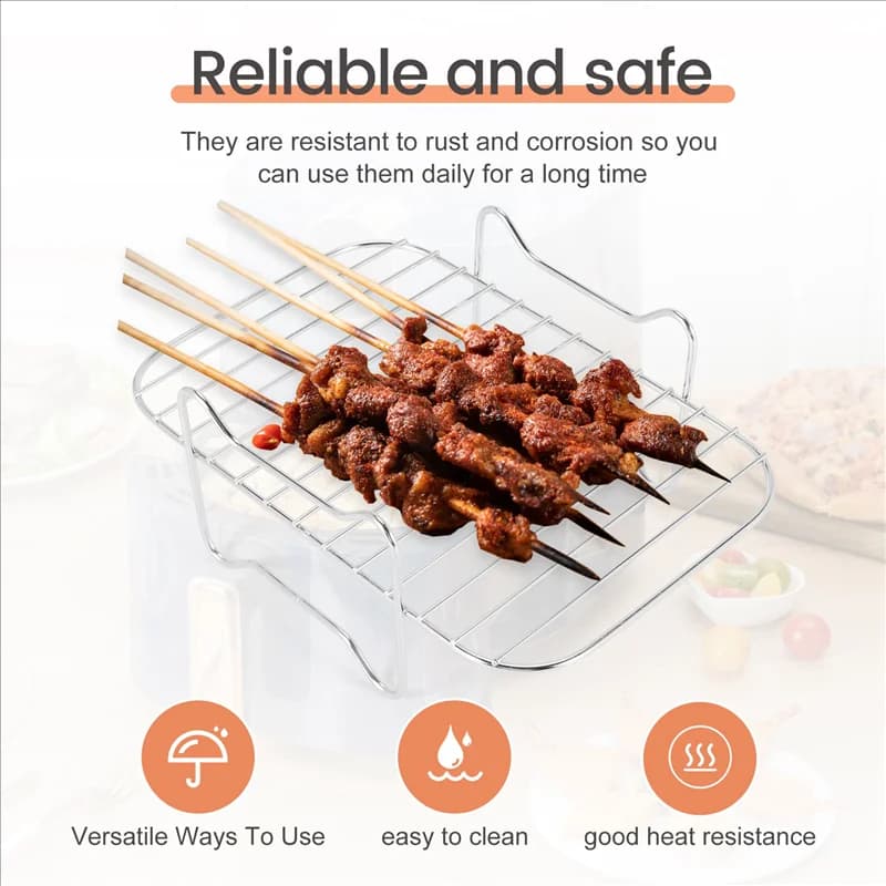 FSLH Air Frying Grid for Ninja DZ201/DZ401 Foodi Accessories Stainless Steel Multilayer Stacking Grid