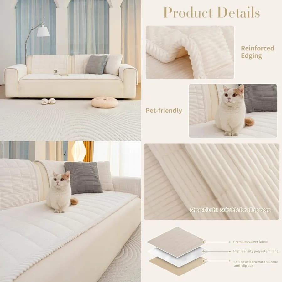 Dog Couch Cover for Sofas, Pet Couch Cover Washable, Funny Fuzzy Plush Sofa Covers for Dogs, Non Slip Sofa Covers, Sofa Pad Fur