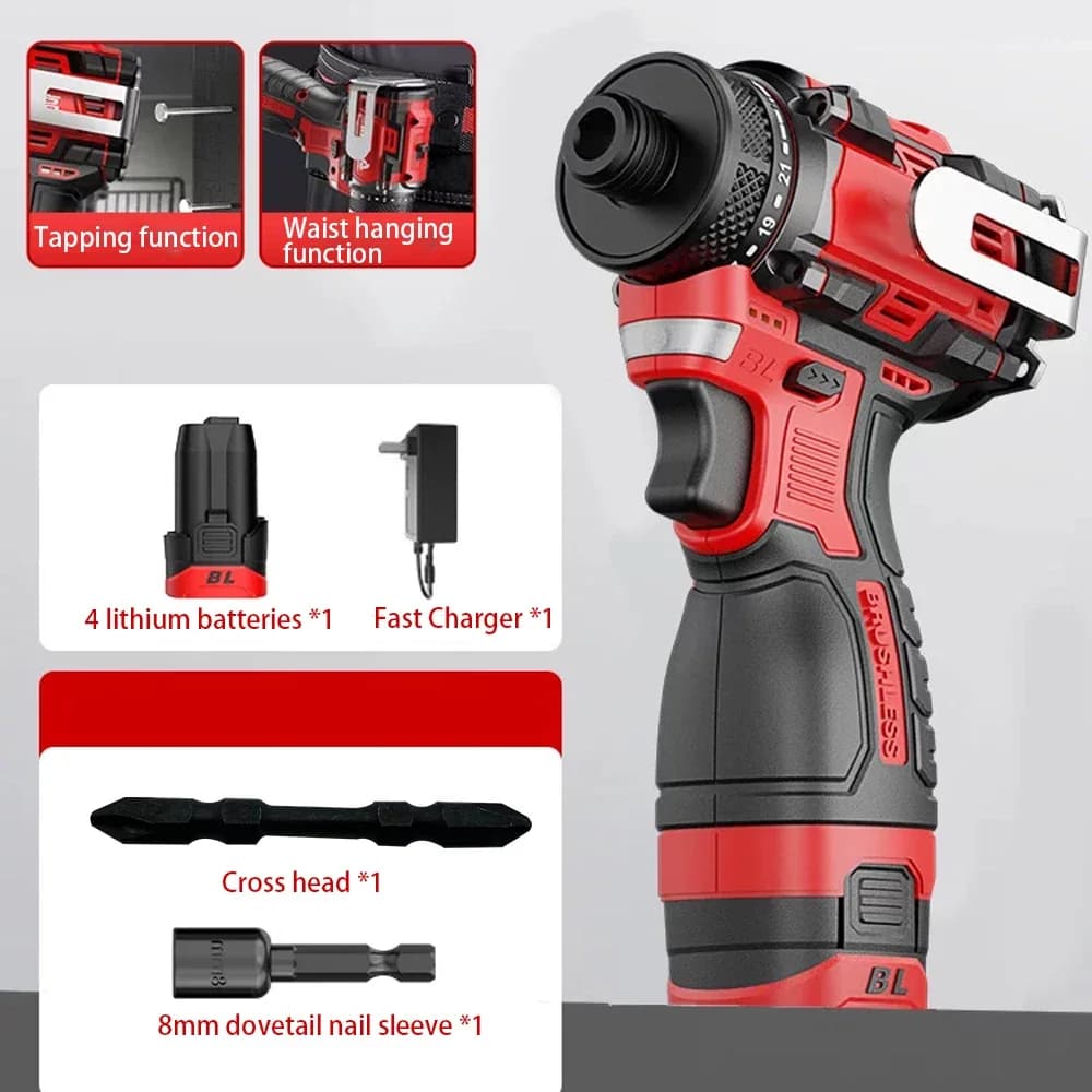 80N.m 18V Trapano elettrico senza spazzole Cordless Knockable Trapano Cacciavite Batteria agli ioni di litio Utensili elettrici