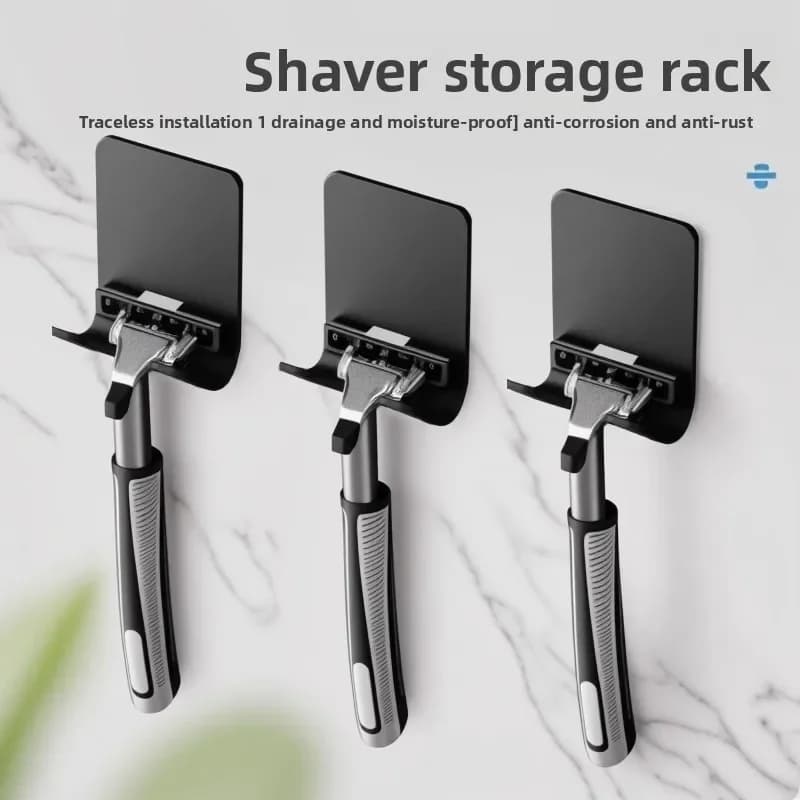 5/10PC No Drill Wall Mount Razor Holder Strong Adhesive Multifunctional Shaver Stand With Plug Hook Bathroom Storage Organizer