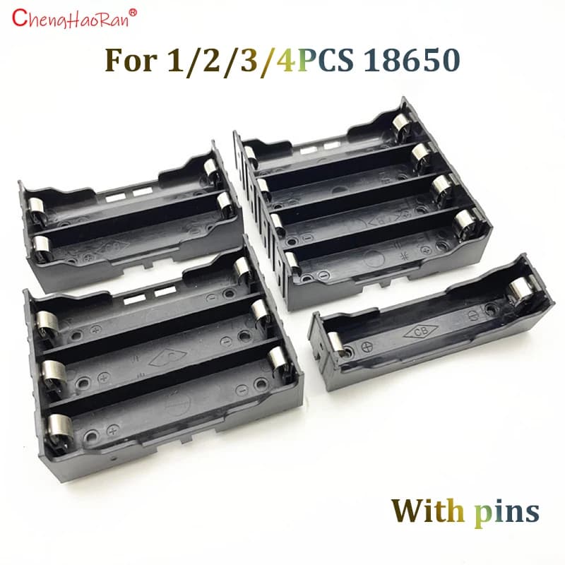 1PC ABS 18650 Custodie per batterie di potere 1X 2X 3X 4X 18650 Custodia per scatola di immagazzinaggio del supporto della batteria 1 2 3 4 Slot Contenitore per batterie con perno rigido
