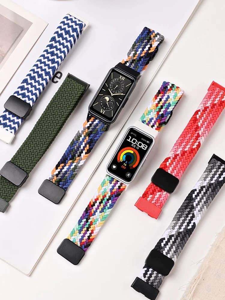 Cinturino per orologio per Huawei Band 8 9 10 Accessori cinturino elastico magnetico in nylon intrecciato cinturino Correa Huawei Band 9 band