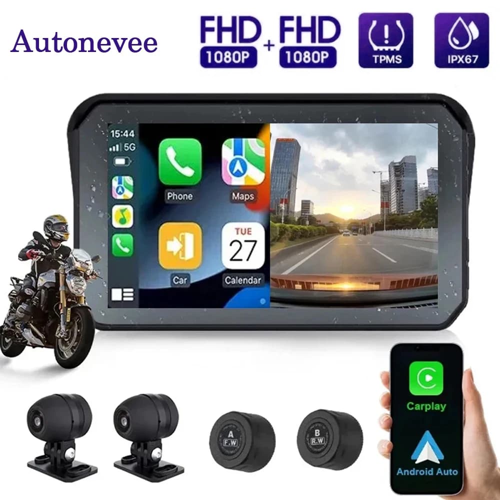 5 Inch Motorbike Carplay GPS Waterproof Android Car For Moto Multimedia Dashboard Display Screen Dash Cam Monitor Bike