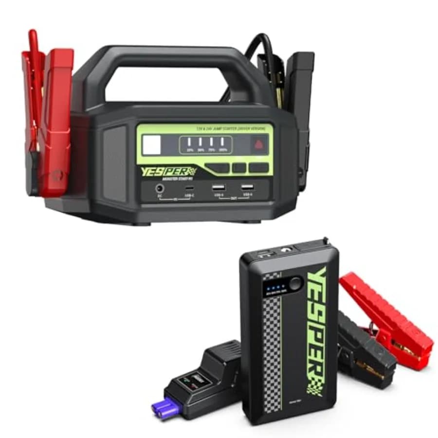 Avviatore di emergenza per auto con batteria agli ioni di litio, nero, corrente di picco 6000A, design ultraportatile da 5,1 libbre