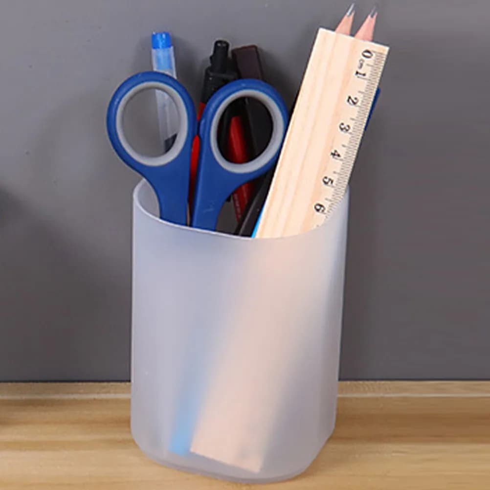 Portapenne in plastica da 2 pezzi, organizer portatile multifunzionale satinato per penne e matite, per scrivania, ufficio, cancelleria