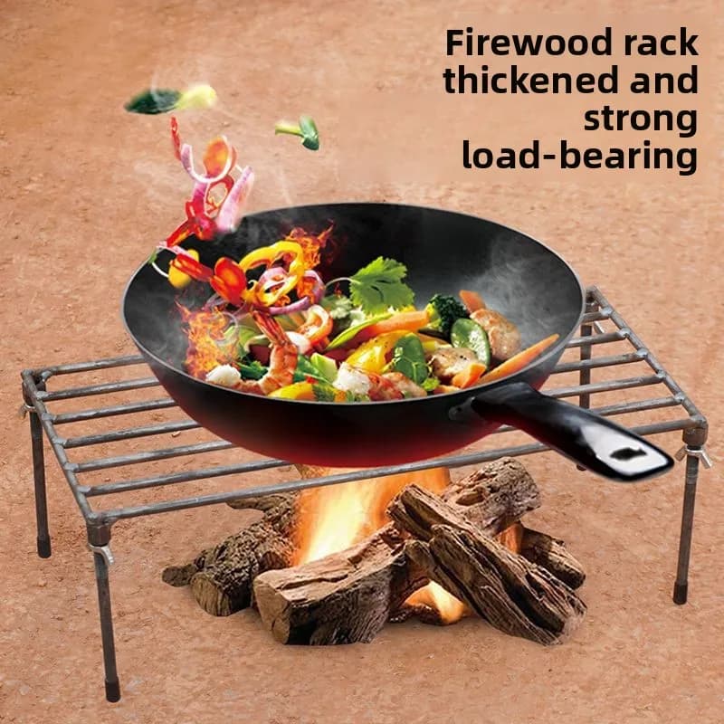 Steel Tripod Pot Stand Outdoor Camping Grill Support Cooking Barbecue Smoking Bacon Firewood Stove Use