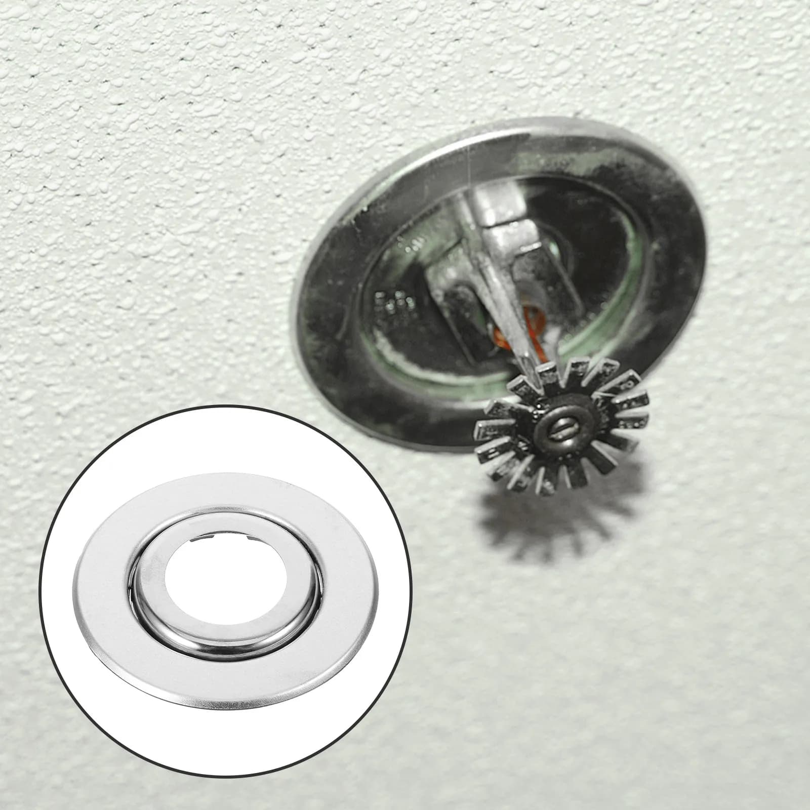 30Pcs Stainless Steel Fire Sprinkler Trim Ring Dual Layer Cover Plate Conceals Mounting Marks for Office Home Use