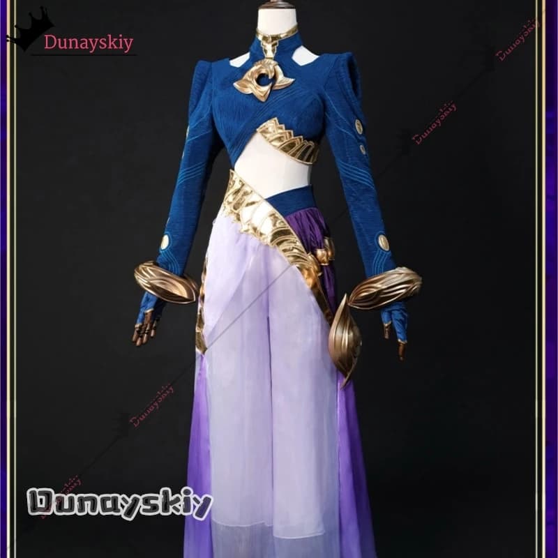 YiNuo@AUbreakable Vow Yunara Cosplay Costume Anime Game Outfit for Women. Purple Style Halloween Party Wig With Sexy Design