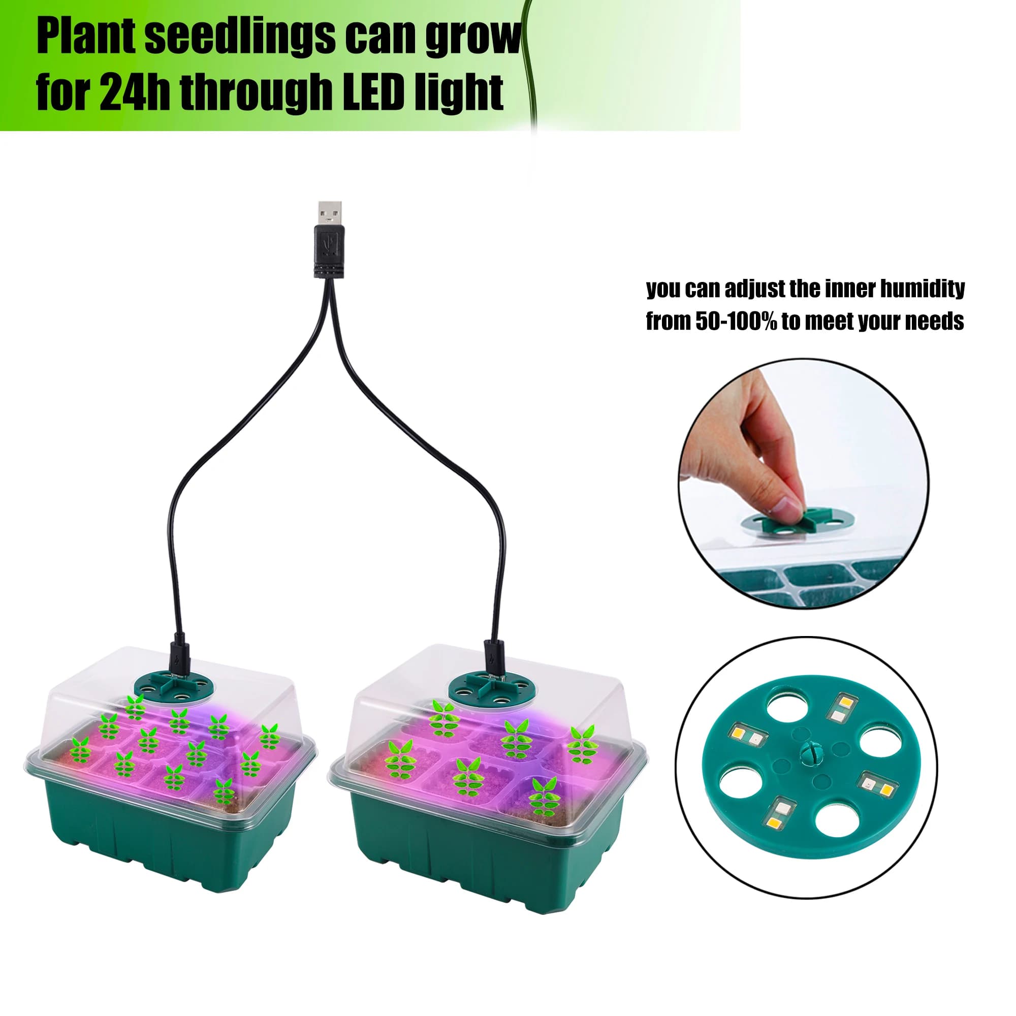 LED Lights for Plants Starter Semi Trays Planter Tray Planter Tray Planter Planter Pots Lights Gardening Tools for greenhouse