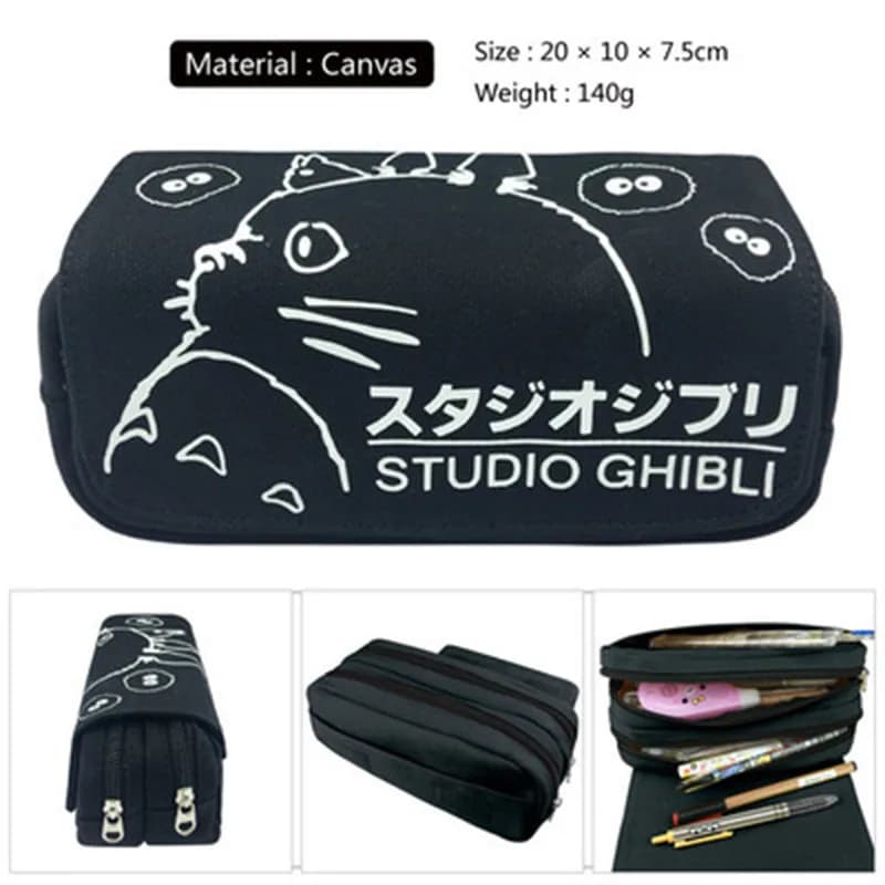 Totoro Astucci per matite simpatico cartone animato Borse per penne anime Kawaii Borse per bambini Studente Grande materiale scolastico per riporre Astuccio per matite con cerniera