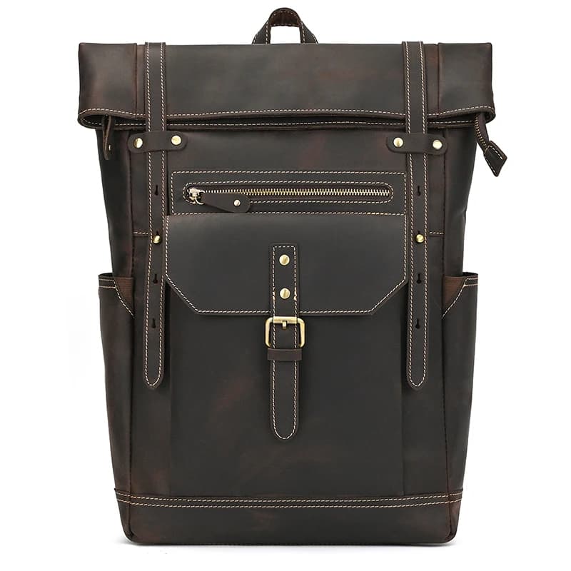 Men's Leather Backpack Crazy Horse Real Leather Travel Backpack Travel bag for men's laptop 14 inch men's backpacks