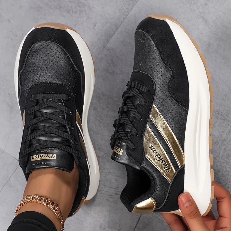 Scarpe Chunky in Pelle PU per Donne, Sneakers Traspiranti Antiscivolo, Calzature da Passeggio alla Moda con Suola Spessa, Taglie 36-43