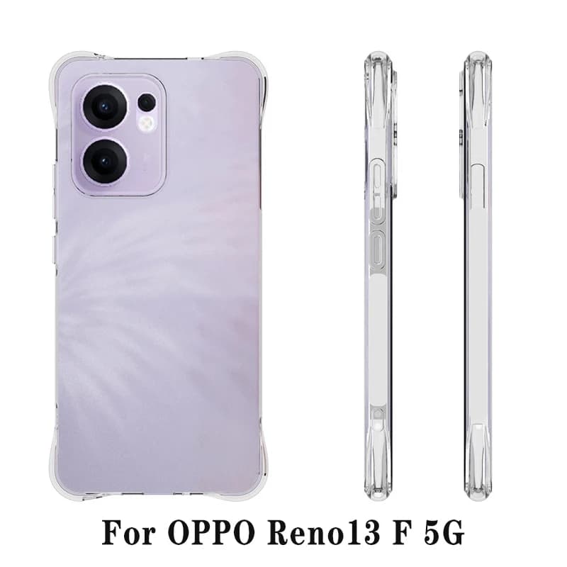 Custodia per Oppo Reno13 F 5G CPH2699 con Cuscino d'Aria Antiurto, Cover Posteriore Trasparente in Silicone TPU per Oppo Reno 13F Reno13F CPH2699