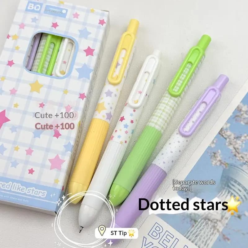 Nuove Penne Gel 4 Pezzi/Scatola, Punta Fine 0.5mm, Asciugatura Rapida, Scrittura Fluida, Cancelleria Estetica per Scuola