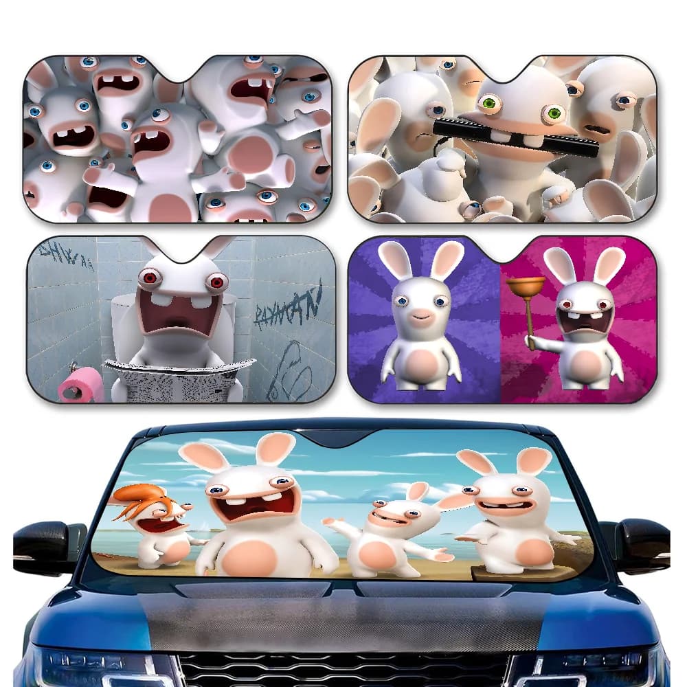 R-Rabbids I-InvasionS Parabrezza per auto Divertente parasole Pieghevole UV Ray Protezione visiera parasole Parasole per finestrino anteriore