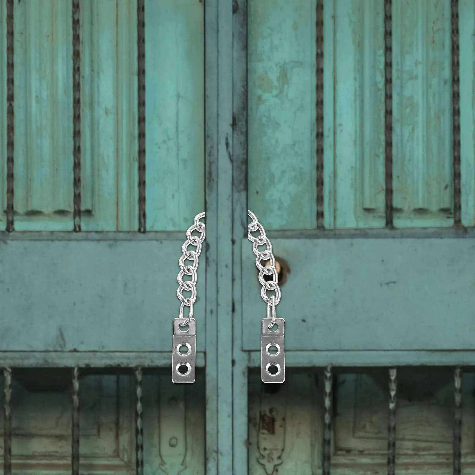 Door Bolt Anti-theft Chain Metal Lock for Front Decorative Chains Hanging Silver