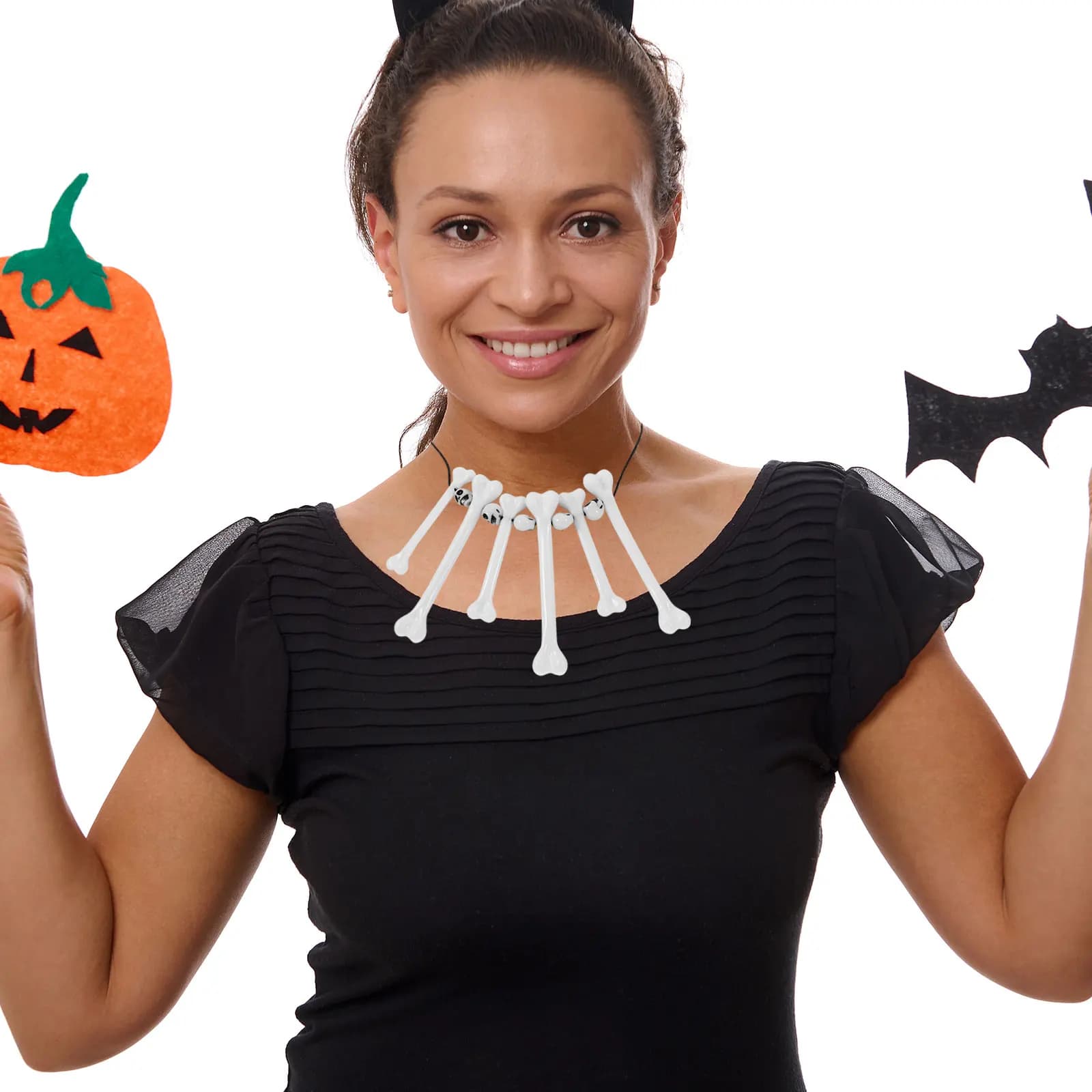 Collana in osso di Halloween da 2 pezzi Collana girocollo con ciondolo in plastica creativa Collana in osso regalo per costume da festa unico e leggero