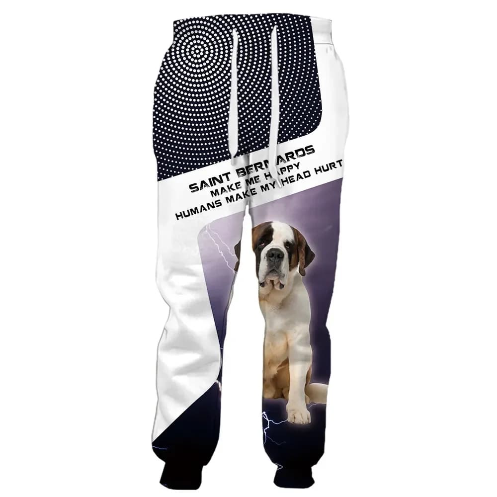 HX Saint Bernaros Pants with dog print Graphic 3D Meke Me Happy Humans Cuciture Sportswear Harajuku Streetwear