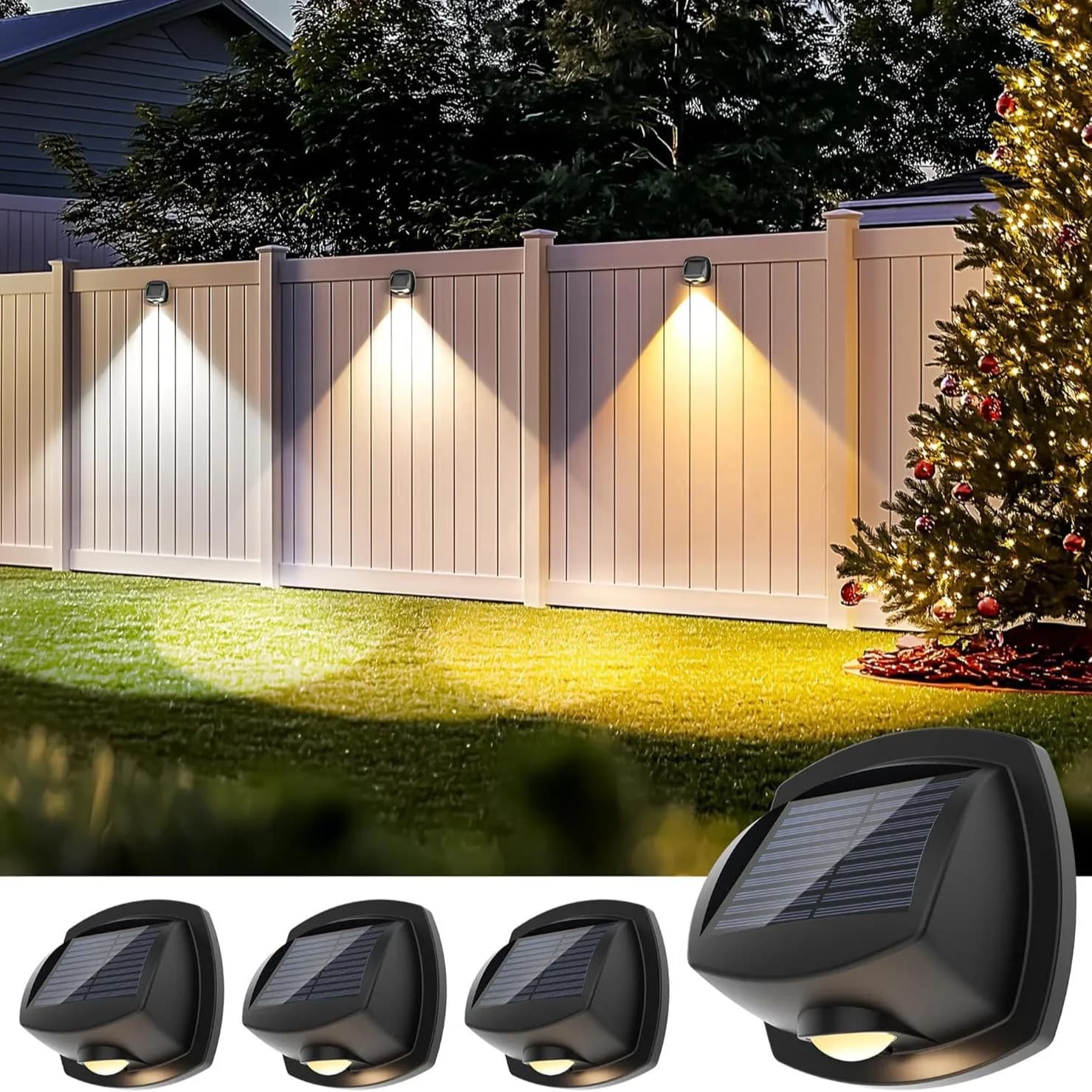 New LED Solar Wall Wash Wall Light with Dual Color External Solar Fence Convex Mirror Light, New Outdoor Boardwalk Light