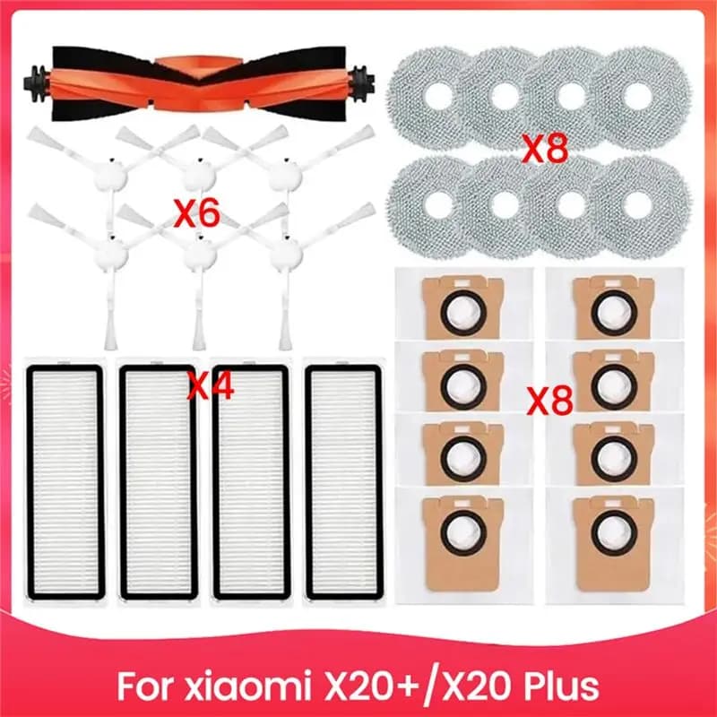 Stock Limitato - Accessori per Robot Aspirapolvere X20+/X20 Plus: Spazzola Principale, Spazzola Laterale, Filtro HEPA, Panno per Pulizia, Sacchetti Raccoglipolvere