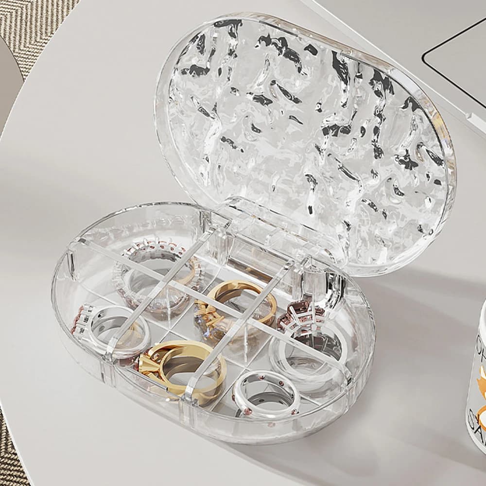 Grid Storage Box Sealed Mini Packaging Box Transparent Organizer Dustproof Bow Jewelry Box For Dresser Travel Jewelry Display