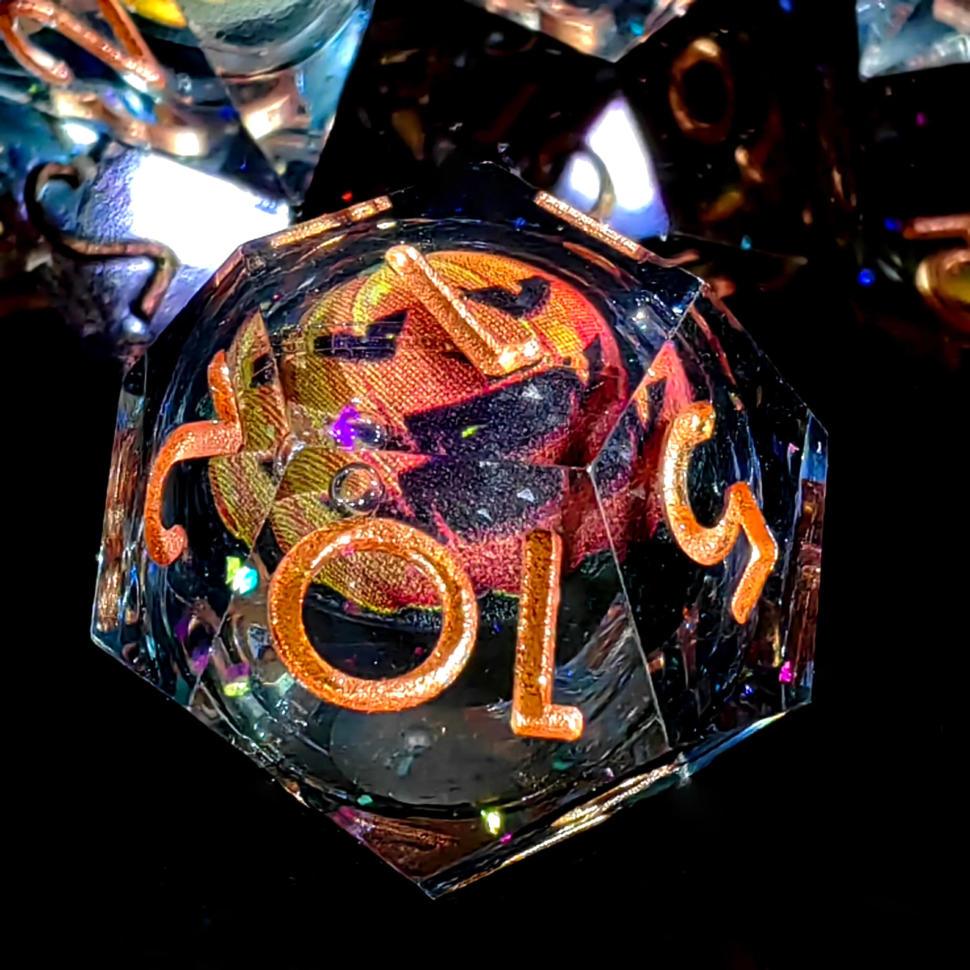 7-Piece Resin DnD Dice Set with Spinning Dragon Eye Core, Polyhedral Dice for Dungeons & Dragons, RPG & Tabletop Games