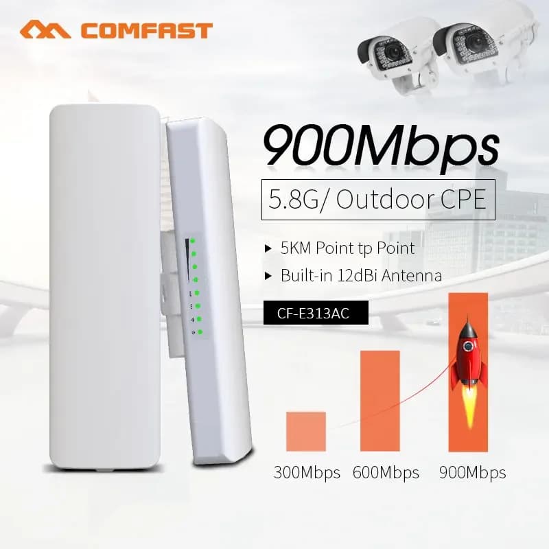 Comfast 900Mbps Esterno CPE 3-5KM A Lungo Raggio Wireless Bridge 5.8G Ripetitore di Segnale Amplificatore Router WIFI Extender CF-E313AC