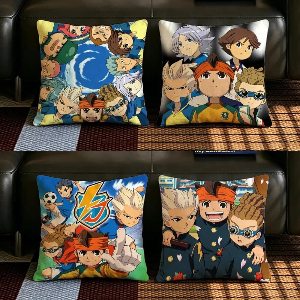 Set di fodere per cuscini in lino naturale con motivo Cartoon I-Inazuma E-Eleven, decorazione tutto in uno per divano, camera da letto e sedia