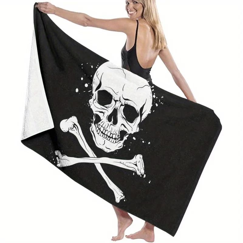 Asciugamano da bagno morbido con bandiera pirata, leggero per viaggi all'aperto, campeggio, yoga, palestra, nuoto