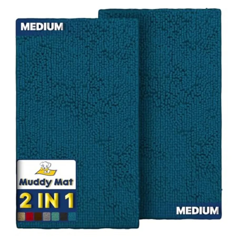® Set di 2 Tappeti in Microfibra Altamente Assorbenti 30"X19" Come Visto in TV, Tappetino per Porta, Tappeto da Bagno e Tappeto per Animali Domestici, Antiscivolo, Spesso, Lavabile, Morbido