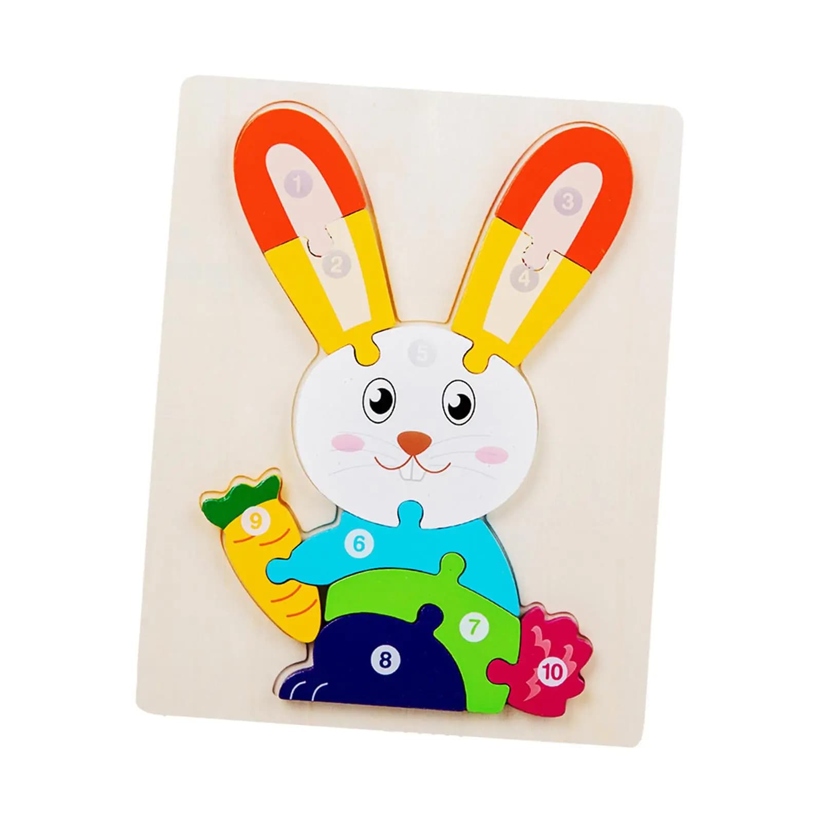 Giocattolo Montessori in Legno per Bambini, Puzzle per Bambini, Blocchi per l'Ordinamento dei Colori, Abilità Motorie Fini, Forma di Coniglio per la Scuola dell'Infanzia