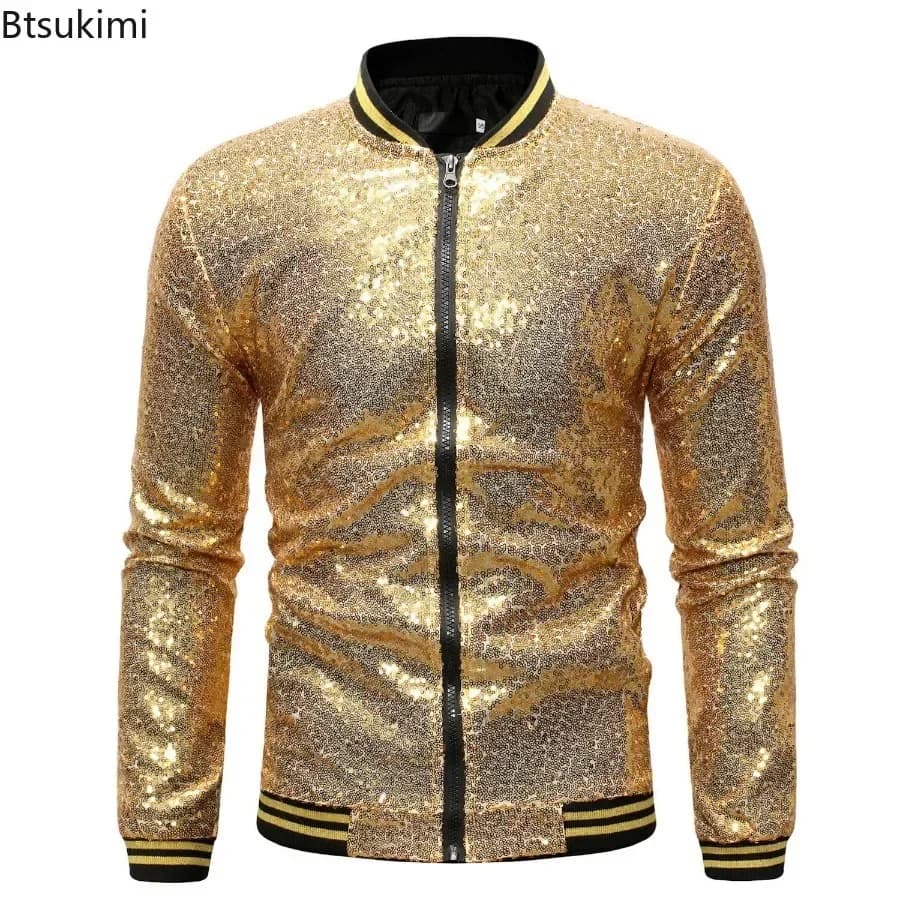 2026 Men's Sequin Jackets Coats Shinny Glitter Nightclub Disco DJ Prom Jacket Bomber Male Jaqueta Masculina Performances Jacket