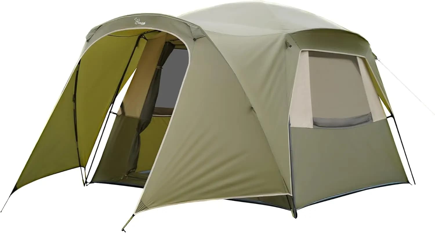 Tenda da Campeggio per 4 Persone, Doppio Strato, Impermeabile, con Porta e Finestra in Rete, Portatile per Escursioni e Campeggio