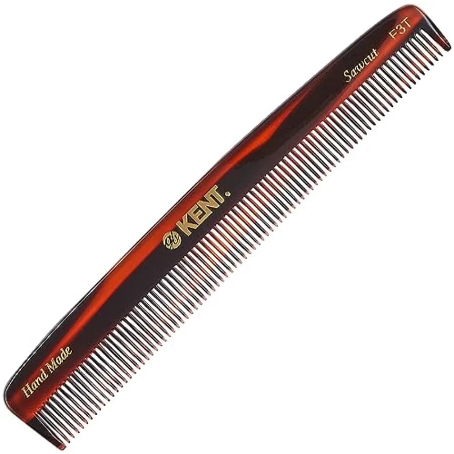 Fine teeth comb Kent F3T Tortoise - Pettine to space and iron hair, for man and woman, for removal of dandruff, with saw cut