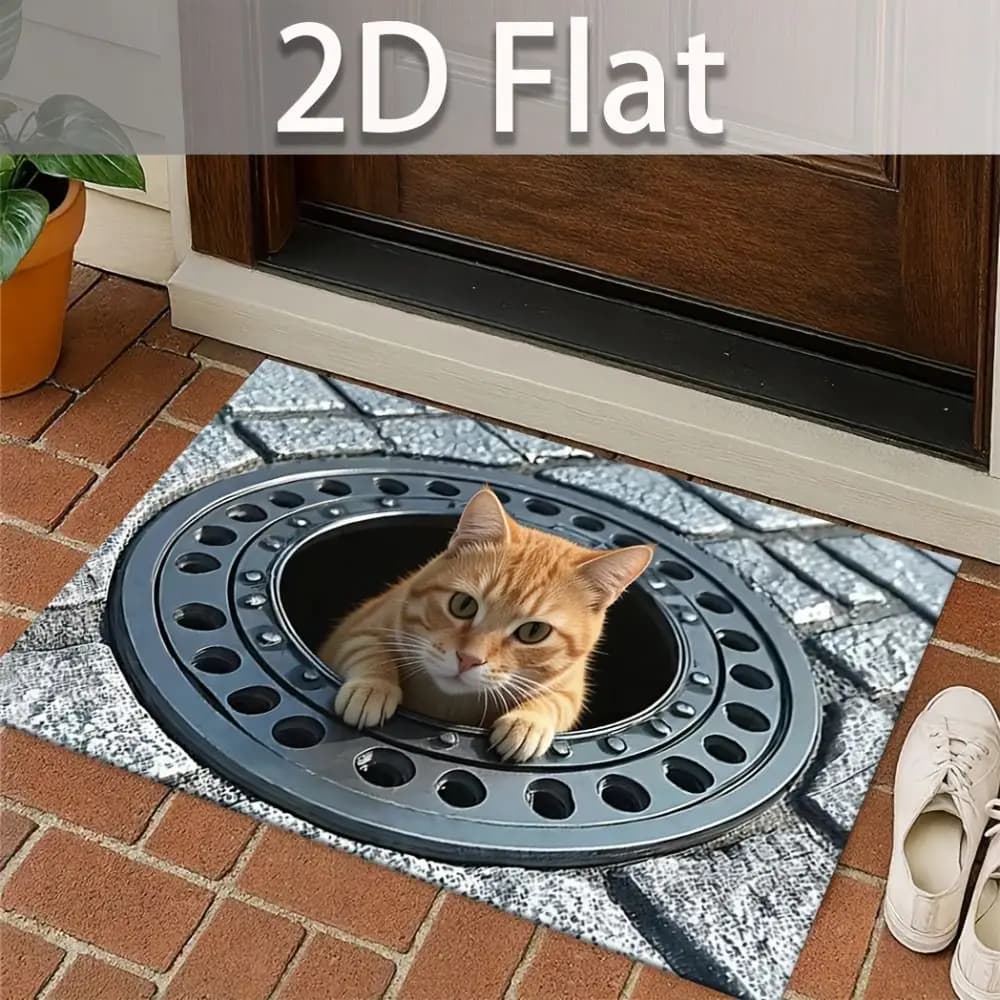 2D Flat Optical Illusion Doormat Non-slip Abrasion-resistant Bathroom Carpet Durable Diatomaceous Earth Bedroom Door Rug