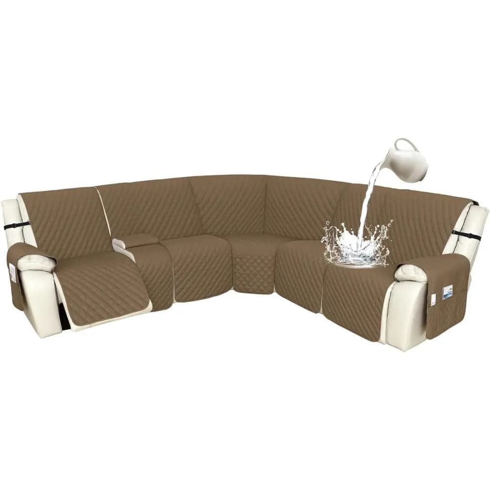 Covered in L, 100% Waterproof, Washable, Anti-slip for 5 Posts Reclining Sofa, Color Beige