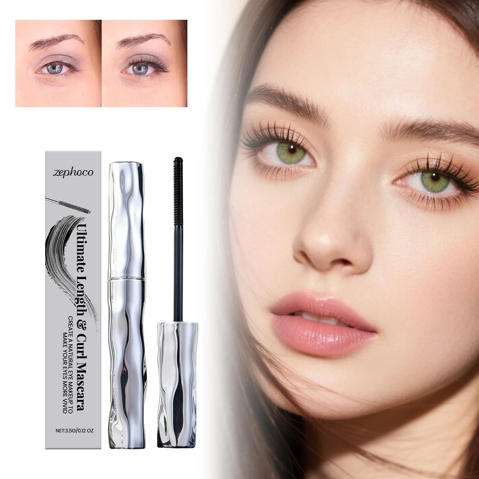 Waterproof Eyelash Mascara, Long Life Silk Fiber Mascara, Eye Makeup, Cosmetics